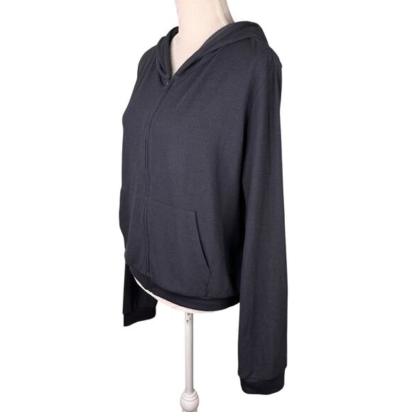 Fabletics Donna Lounge Hoodie Waffle XXL 14/16 Pewter Gray New - Picture 3 of 13